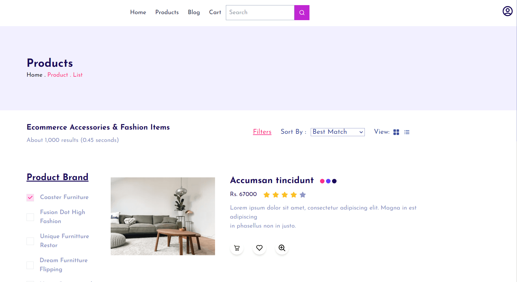 Heckto 'A furniture ecom' project screenshot